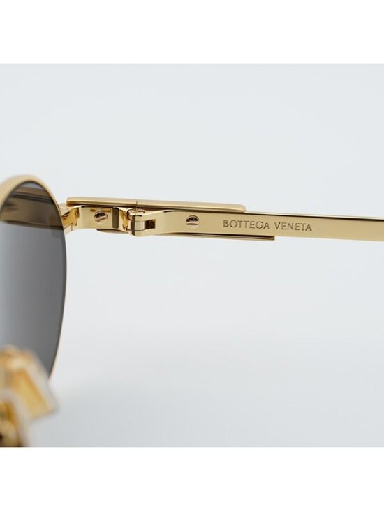 Bottega Veneta BV1470S 001 Sunglasses Gold Oval Frame, Grey Lenses main image 6